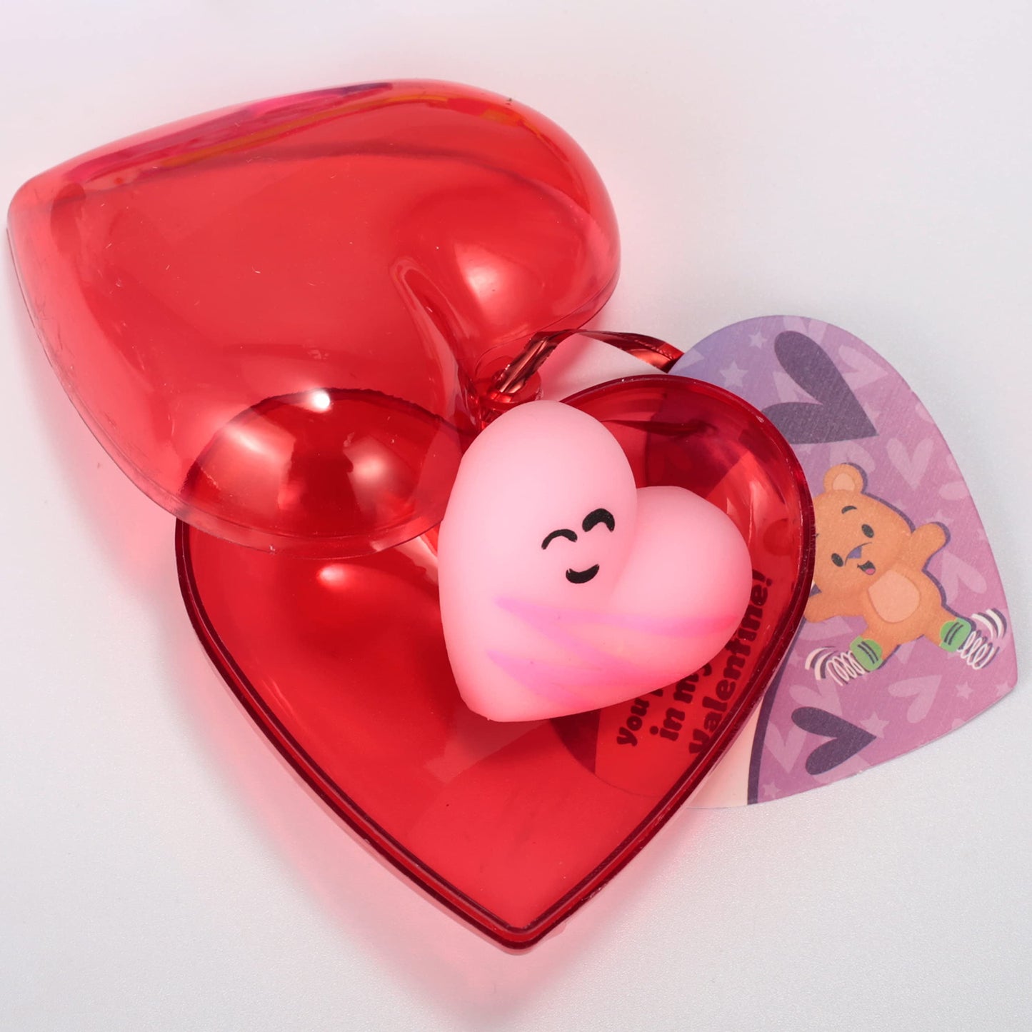 28 Packs Valentine Stress Relief Toys with Heart Shells and Cards