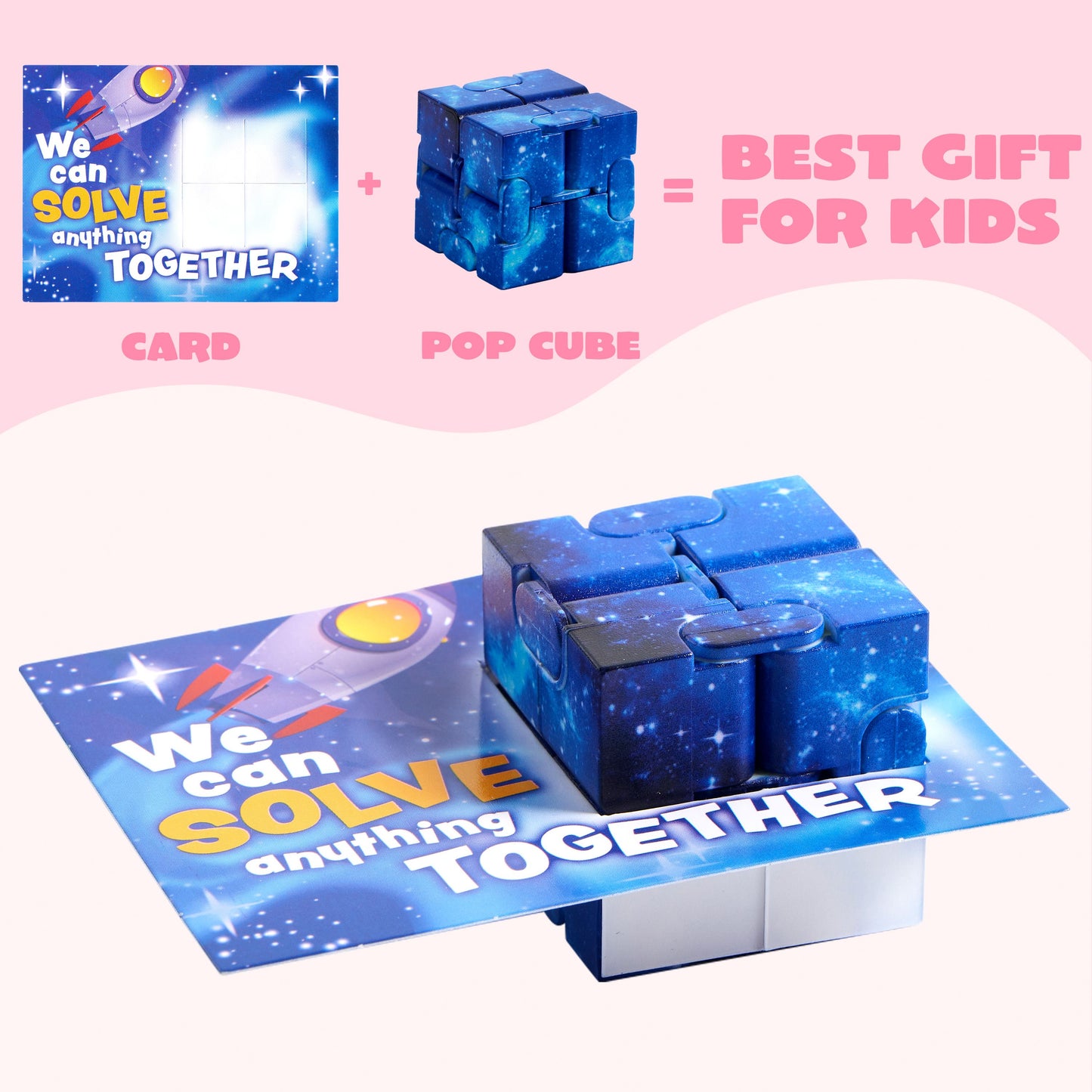 28 Packs Valentine’s Day Gift Cards with Infinity Magic Toys, Cosmic Hand-Held Flip, Stress Relief Fidget Toys for Kids Valentine's Party Favors, Classroom Exchange and Goodie Bag Stuffers