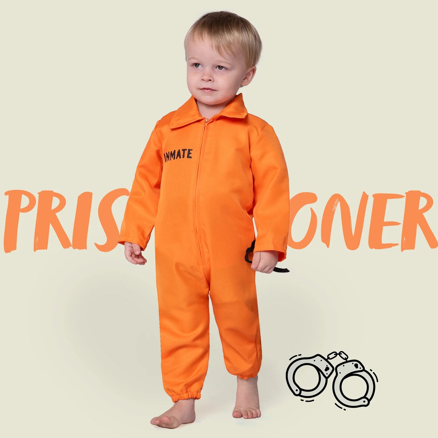 Joyfy Halloween Baby Prisoner Costume, Orange Prisoner Costume, Suitable for 0-4 Years Old Infants Halloween Dress up Party