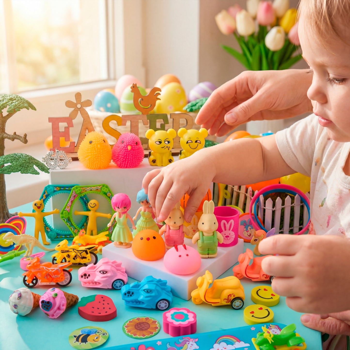 Joyfy 60 Packs Prefilled Easter Eggs with Assorted Toys,2.4" Easter Egg Bulk for Kids,Easter Eggs Hunt Events,Basket Stuffers Fillers,Classroom Prize Supplies