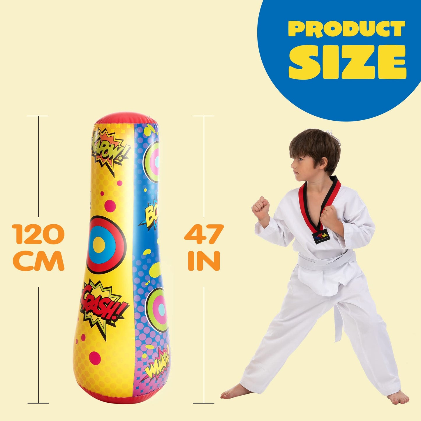 Syncfun Inflatable Punching Bag For Kids,47 Inches Double-sided Bop Bag With Bounce-back Action For Toddler