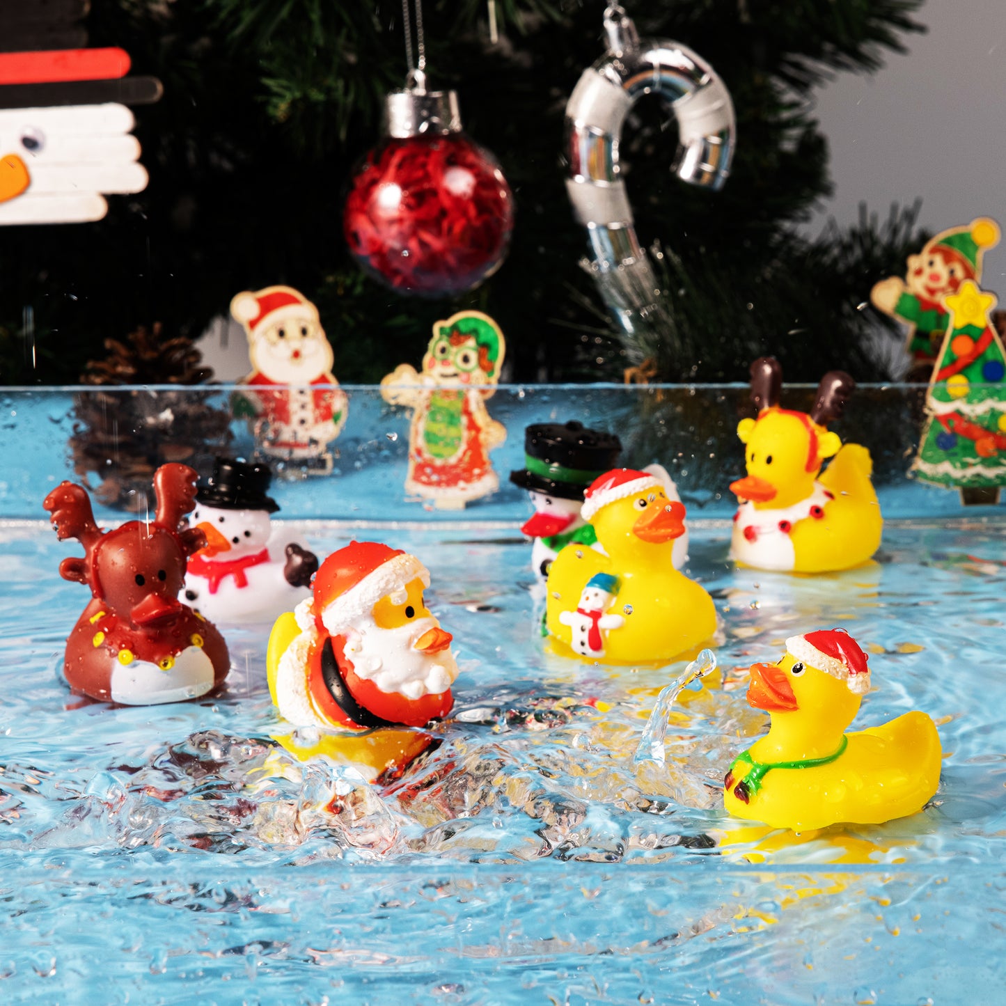 Christmas 24 Days Advent Calendar 2024, 24 Rubber Ducks for Boys Girls Kids and Toddlers, Christmas Party Favor Gifts, Halloween Rubber Ducky Bath Toys, Kids Xmas Fun Ducks, Christmas Countdown
