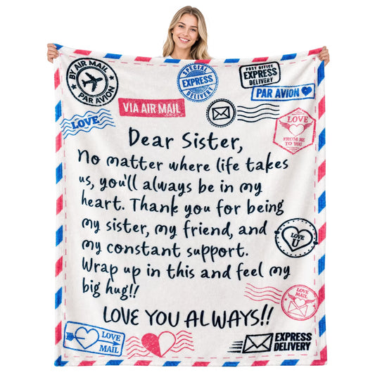 Throw Blanket Flannel gift For Sister, Beige Envelope