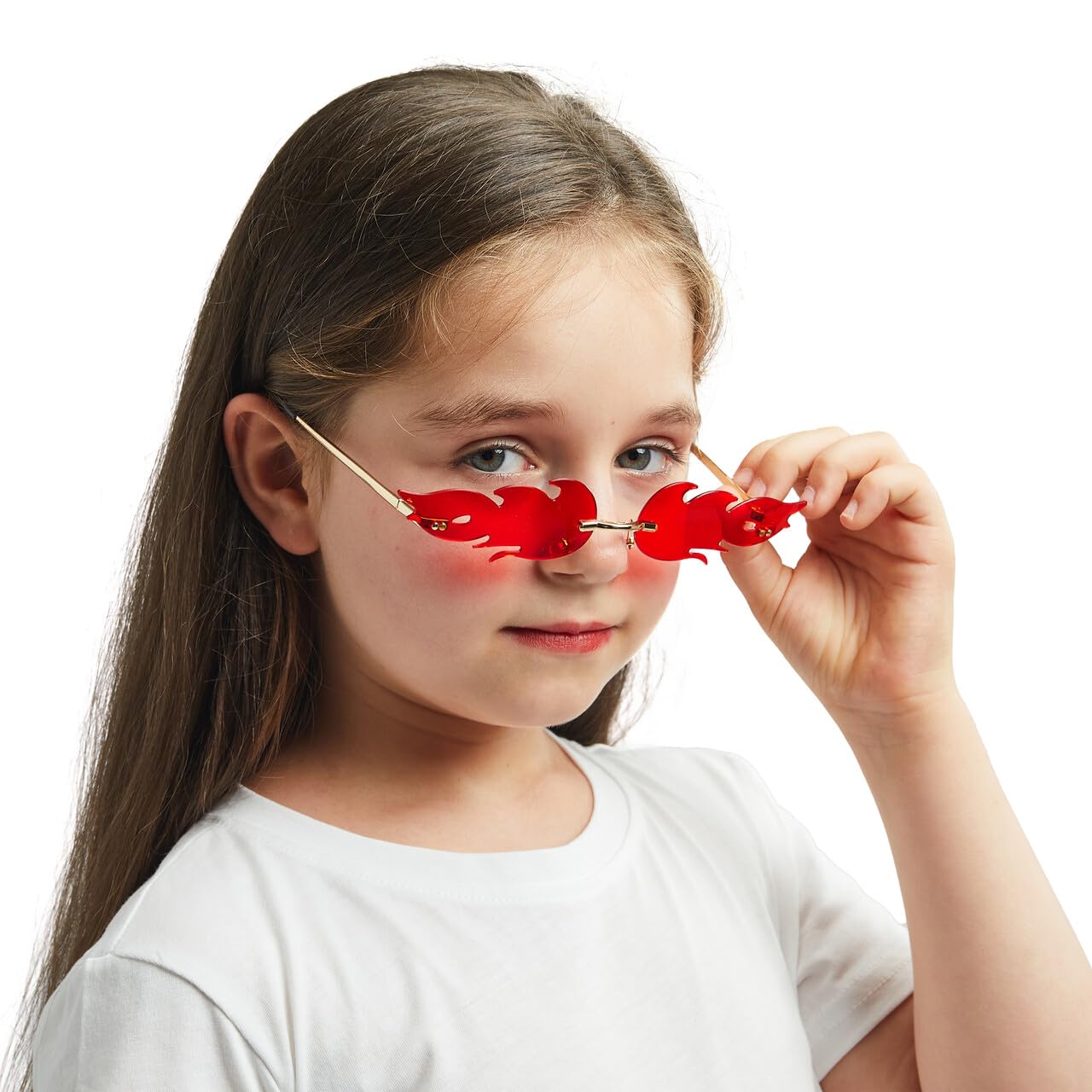 JOYIN Halloween Flame Glasses,Rimless Goth Costume Colorful Fire Shaped Sunglasses for Kids Women Men Posing Props Masquerade Costume Birthday Party Cosplay Supplies