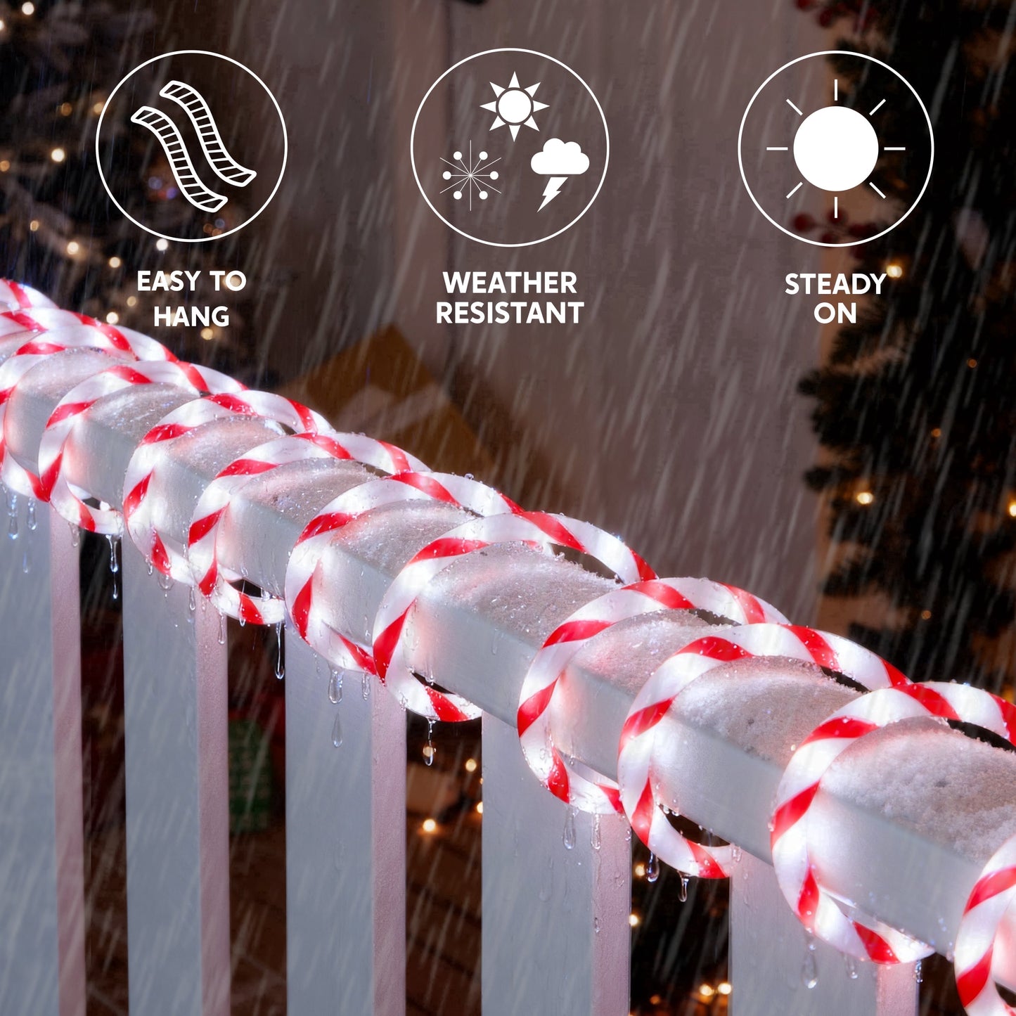 Joyfy 40FT 360 LED Candy Cane Rope Lights Christmas Outdoor Decoration Light,Red and White Christmas Lights Led Lights Light Up Candy Canes for Christmas Yard Holiday Decor