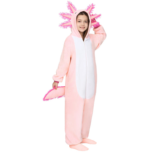 Joyfy Halloween Kids Jumpsuit for Girls, Pink Zip-Up Hooded Jumpsuit Costume for Halloween Cosplay Costume