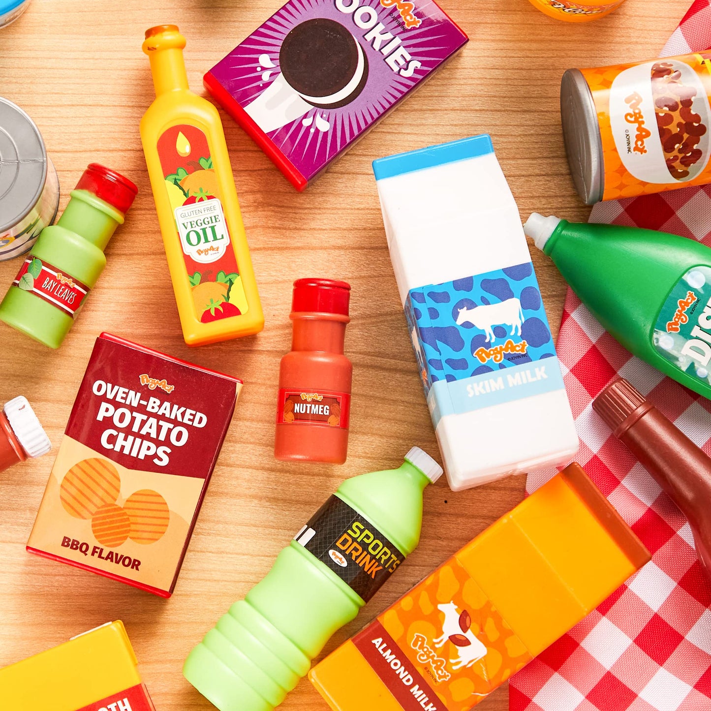 Joyfy 30 Pcs Play Food Grocery Cans, Play Kitchen Accessories, Gifts & Indoor Toys for Kids Toddlers 2 3 4 5 6 Years Old