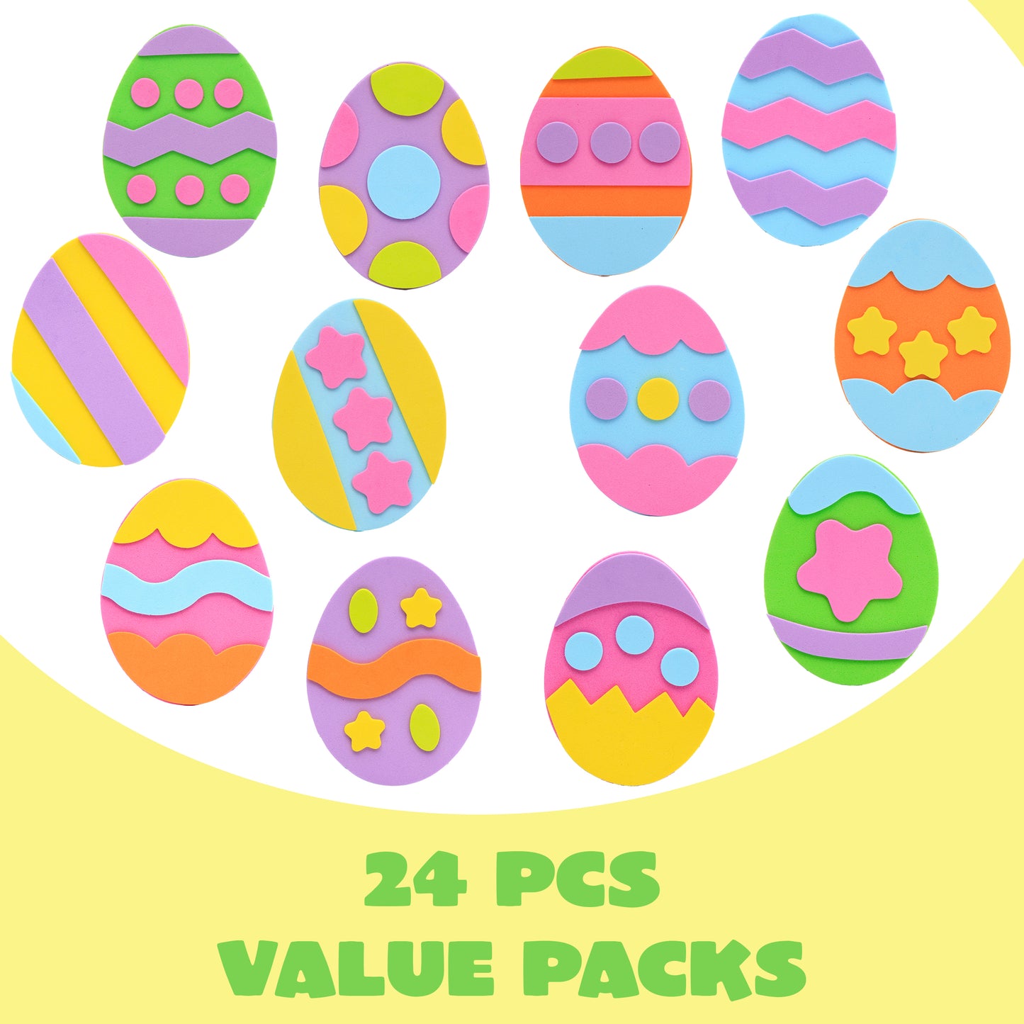 Joyfy 24Pcs Easter Egg Craft Kit for Kids,Egg Foam Magnets DIY Easter Arts and Crafts for Easter Art Activites Home School Easter Decoration