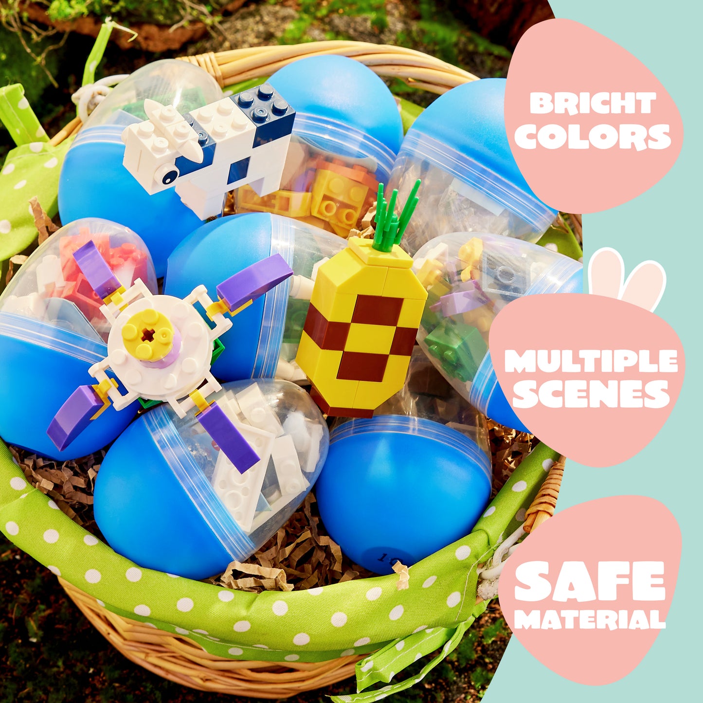 Joyfy 12 Pack Prefilled Easter Eggs with Building Blocks Toys,Easter Egg Fillers Easter Stuffers for Kids,Party Favors Birthday Party Supplies,Classroom Prize Toys