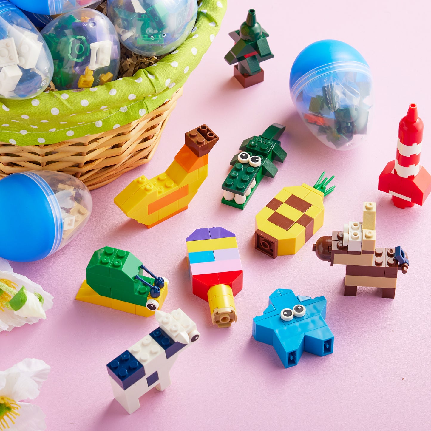 Joyfy 12 Pack Prefilled Easter Eggs with Building Blocks Toys,Easter Egg Fillers Easter Stuffers for Kids,Party Favors Birthday Party Supplies,Classroom Prize Toys