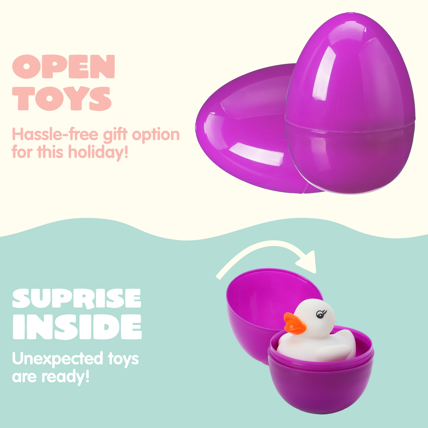 Joyfy 6 Pcs Toddler Pre-filled Easter Eggs with Light up Rubber Ducks Bath Toys for Toddler Kids,Easter Basket Stuffers Toys