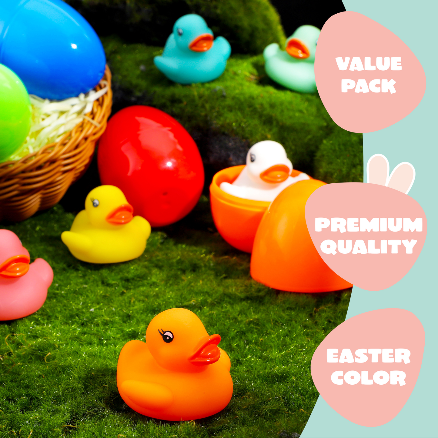 Joyfy 6 Pcs Toddler Pre-filled Easter Eggs with Light up Rubber Ducks Bath Toys for Toddler Kids,Easter Basket Stuffers Toys