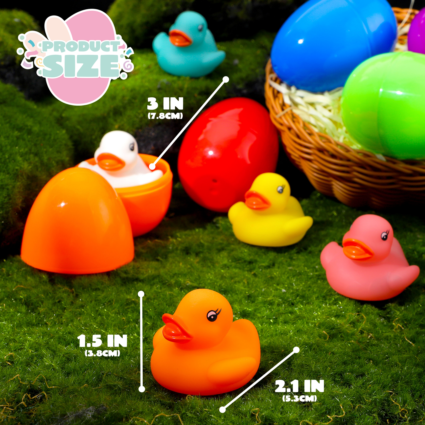 Joyfy 6 Pcs Toddler Pre-filled Easter Eggs with Light up Rubber Ducks Bath Toys for Toddler Kids,Easter Basket Stuffers Toys