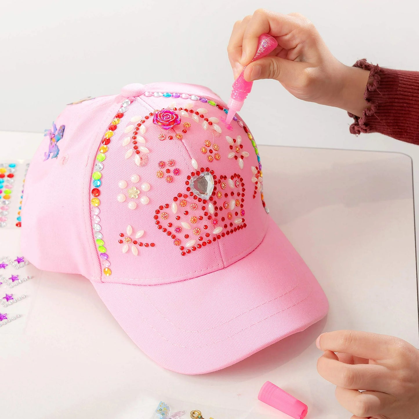 Joyfy Pink Baseball Cap Art Set, Arts And Crafts For Kids Ages 8-12, Birthday Toys Gifts For Girls Art Supplies