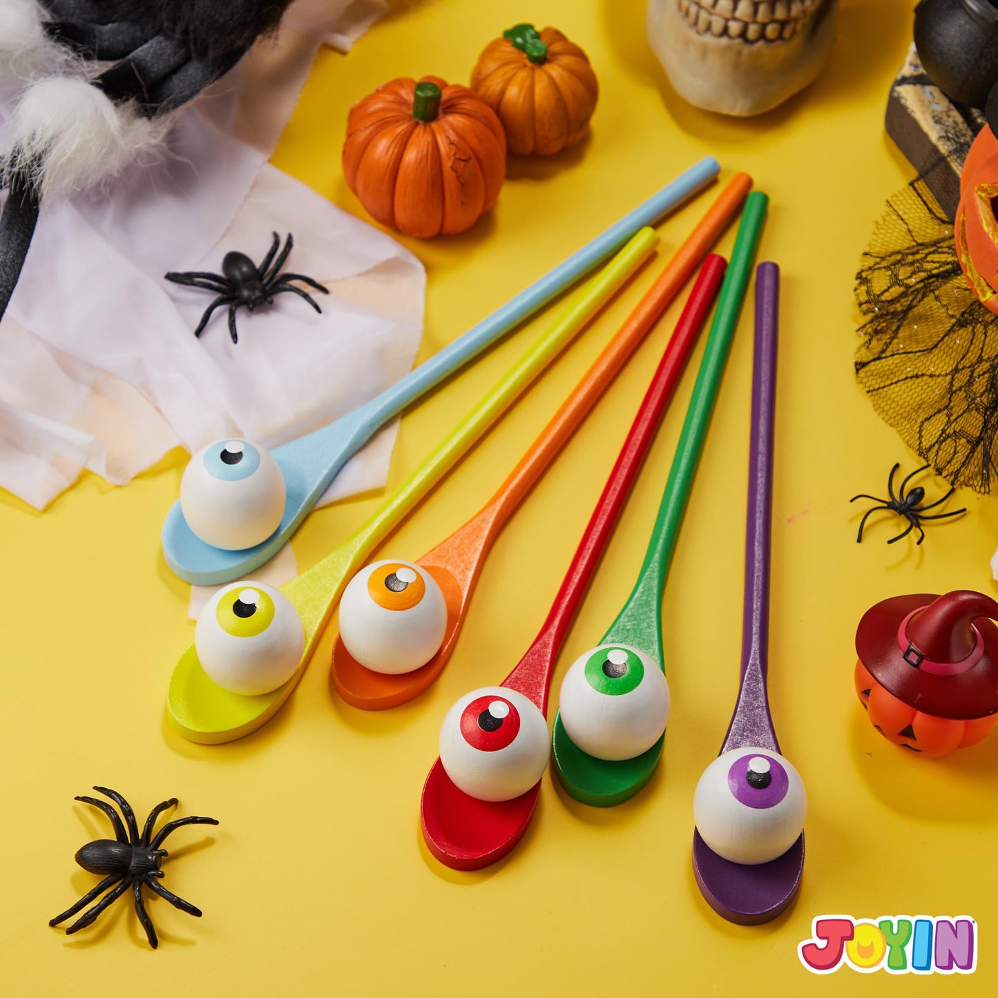 Joyfy 6 Packs Halloween Spoons Game Set,Eyeballs and Spoons Race Party Favors for Kids,Halloween Prizes,Halloween Activities for Kids