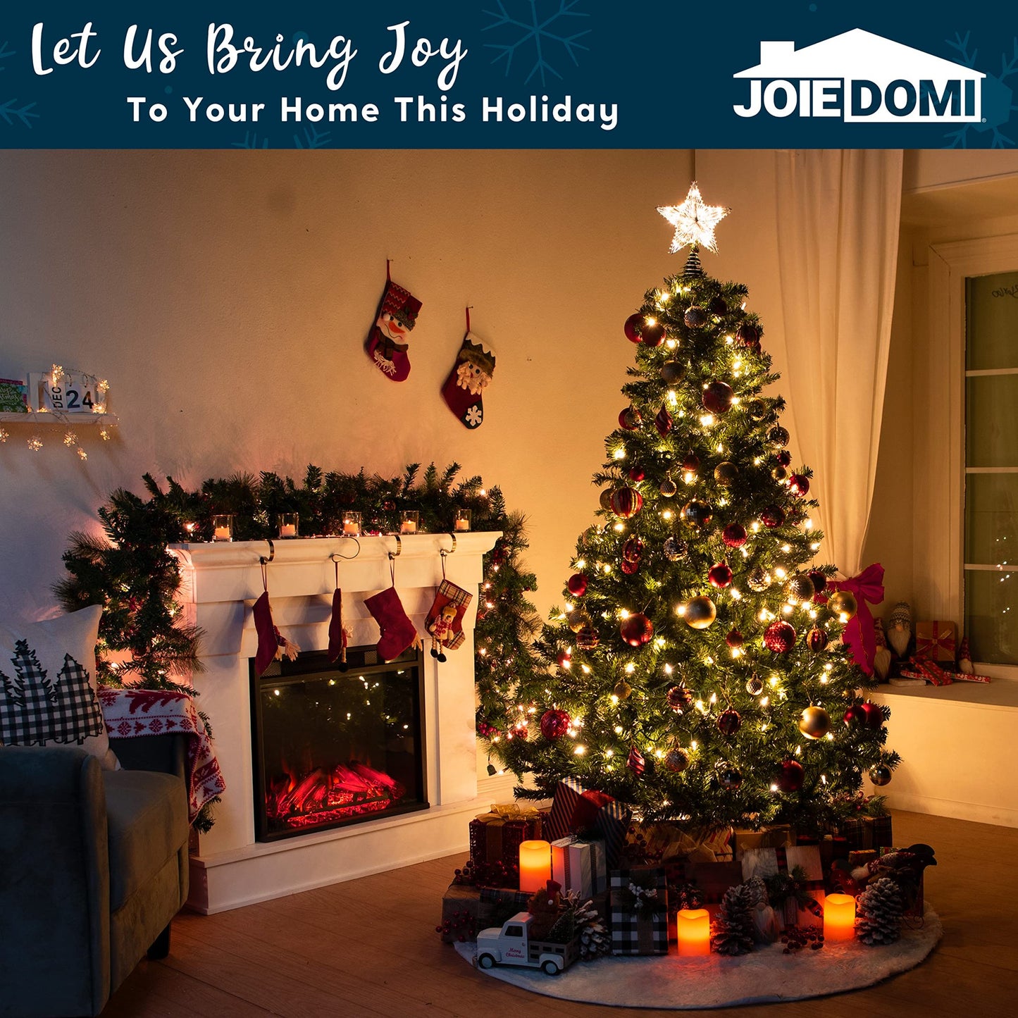 Joyfy Christmas Tree Topper,with LED Silver Glitter Small Star Tree Topper with Lights,Light Up Tree Topper Christmas Decorations Xmas Tree Decorations