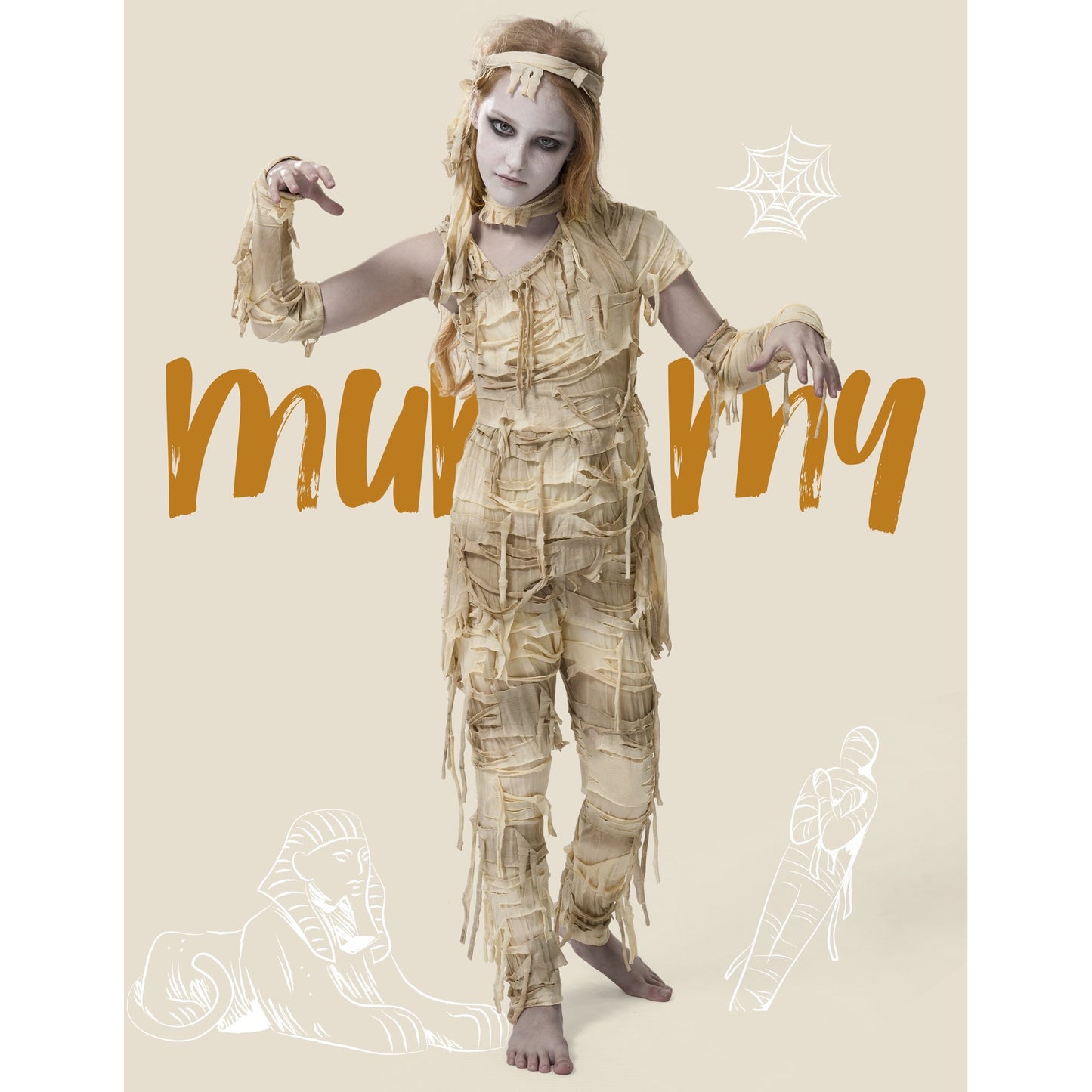 Joyfy Mystical Mummy Costume for Kids, Halloween Mummy Costume for Girls, Family Costume for Halloween Party Cosplay
