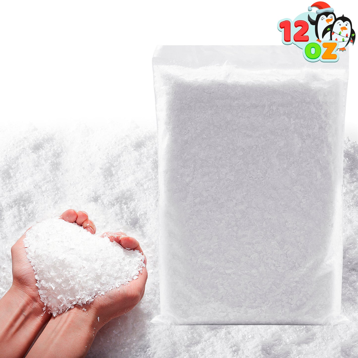 Joyfy 12 Oz Artificial Snow, 320g Plastic Fake Snow for Winter Decoration and Handcraft (White)