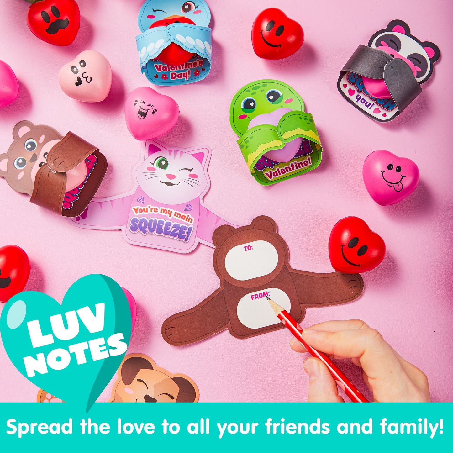 28-Pack Heart Shaped Stress Ball with Valentine's Day Card Heart Shaped Soft Toy Stress