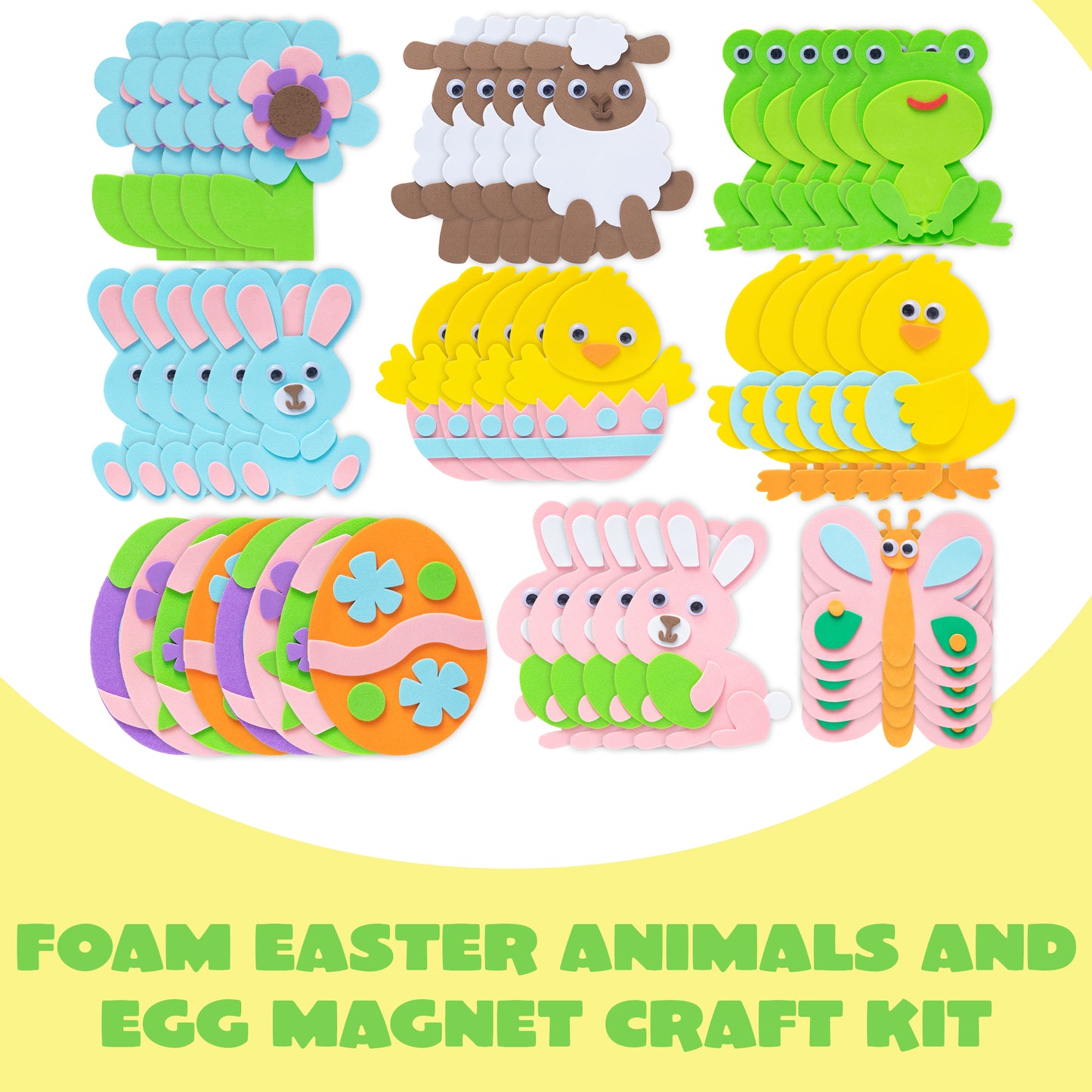 Joyfy 24Pcs Easter Egg Craft Kit for Kids,Egg Foam Magnets DIY Easter Arts and Crafts for Easter Art Activites Home School Easter Decoration