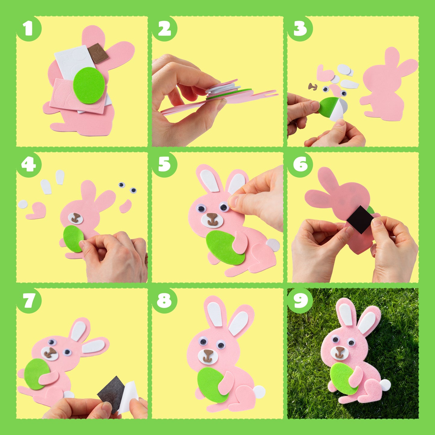 Joyfy 24Pcs Easter Egg Craft Kit for Kids,Egg Foam Magnets DIY Easter Arts and Crafts for Easter Art Activites Home School Easter Decoration