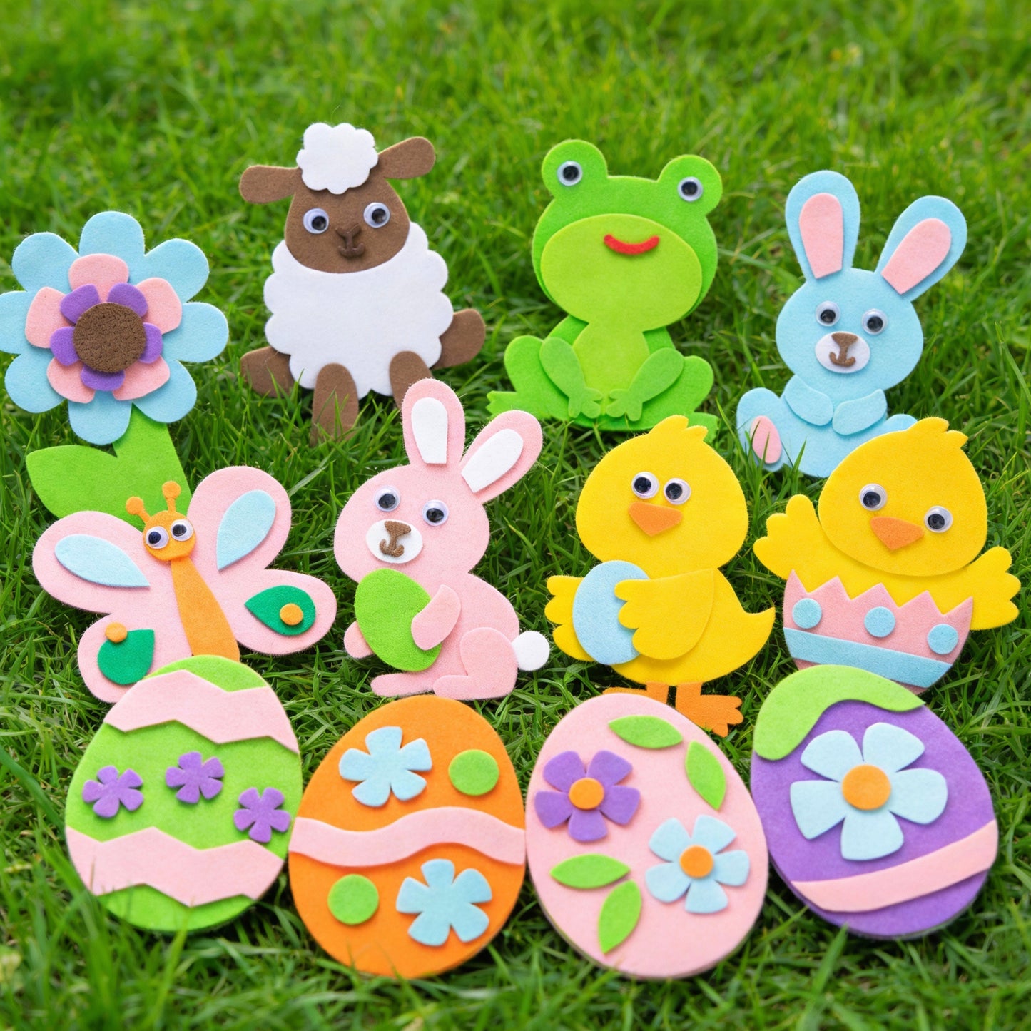 Joyfy 24Pcs Easter Egg Craft Kit for Kids,Egg Foam Magnets DIY Easter Arts and Crafts for Easter Art Activites Home School Easter Decoration