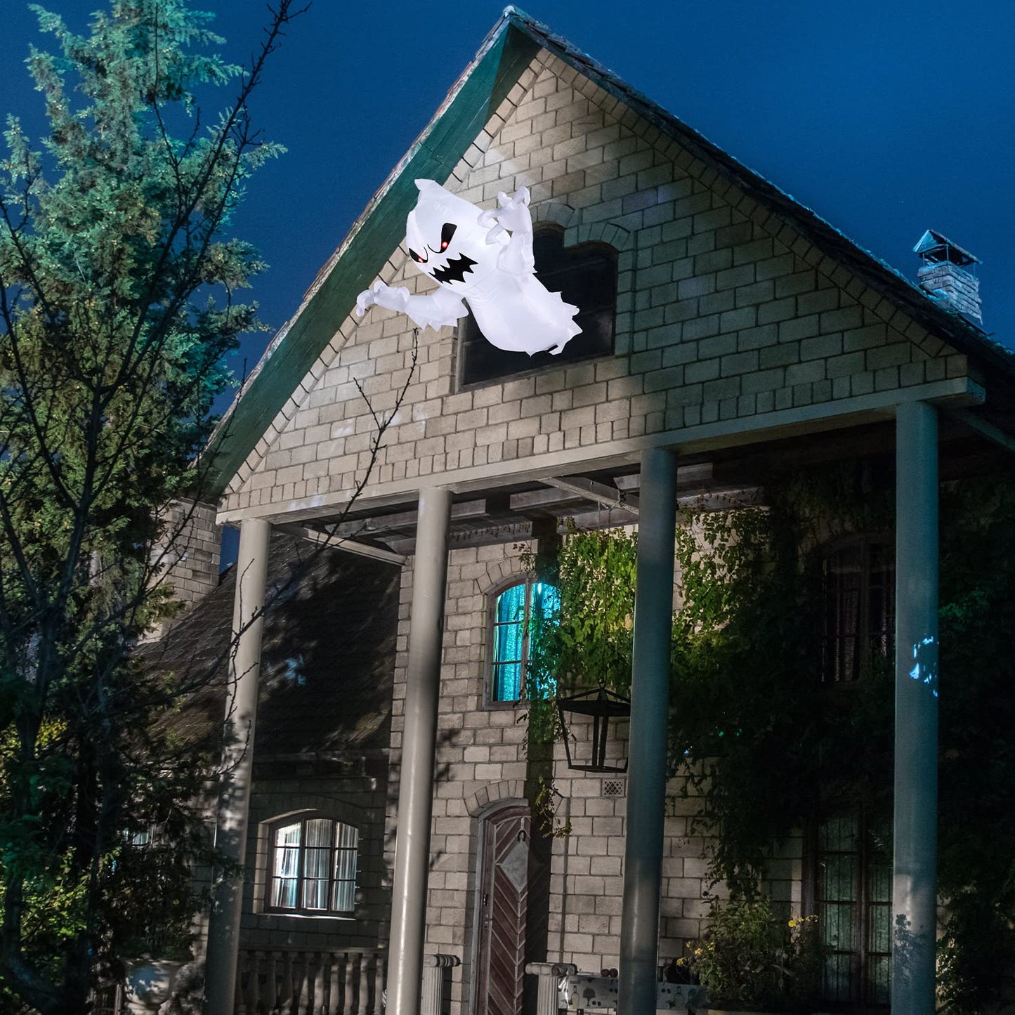 SYNCFUN 4.5 FT Halloween Inflatable Outdoor Scary Flying Ghost Broke Out from Window with Built-in LED Blow Up Inflatable for Window Decoration Yard Garden Lawn Decor