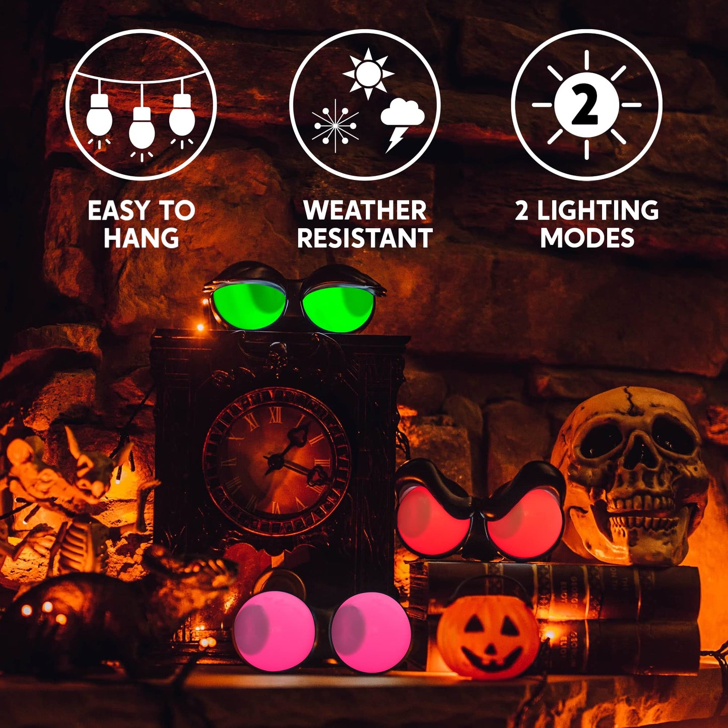 SYNCFUN 3 Packs Halloween Animated Flashing Peeping Eyes Lights Decorations,Outdoor Halloween Light Decorations,Halloween Car Decorations