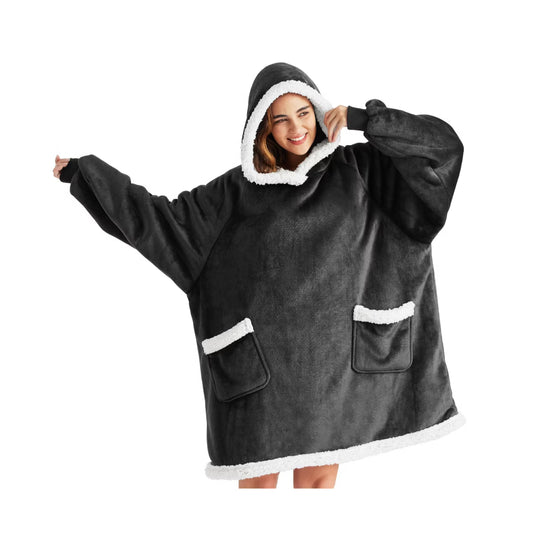 Wearable Blanket Hoodie for adult – Cozy Flannel Fleece Hooded Blanket Sweatshirt with Sleeves and Pocket, Long Oversized Wearable Throw for Adults