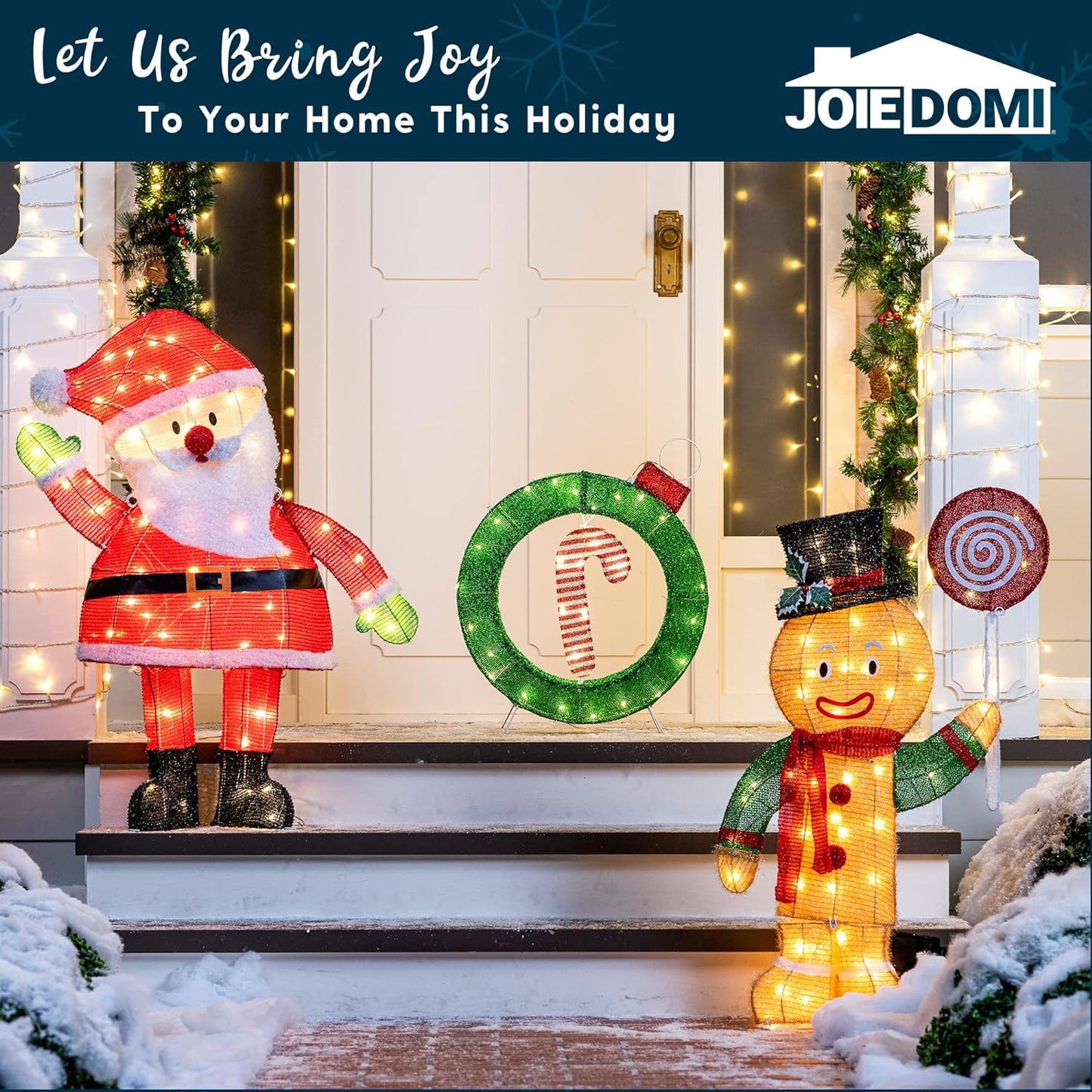 Syncfun 3 FT Gingerbread Man Yard Light Christmas Outdoor Decorations,50 Pre-Lit LED Christmas Decorations,Christmas Yard Light with Stakes Decorations Outdoor Holiday Decor