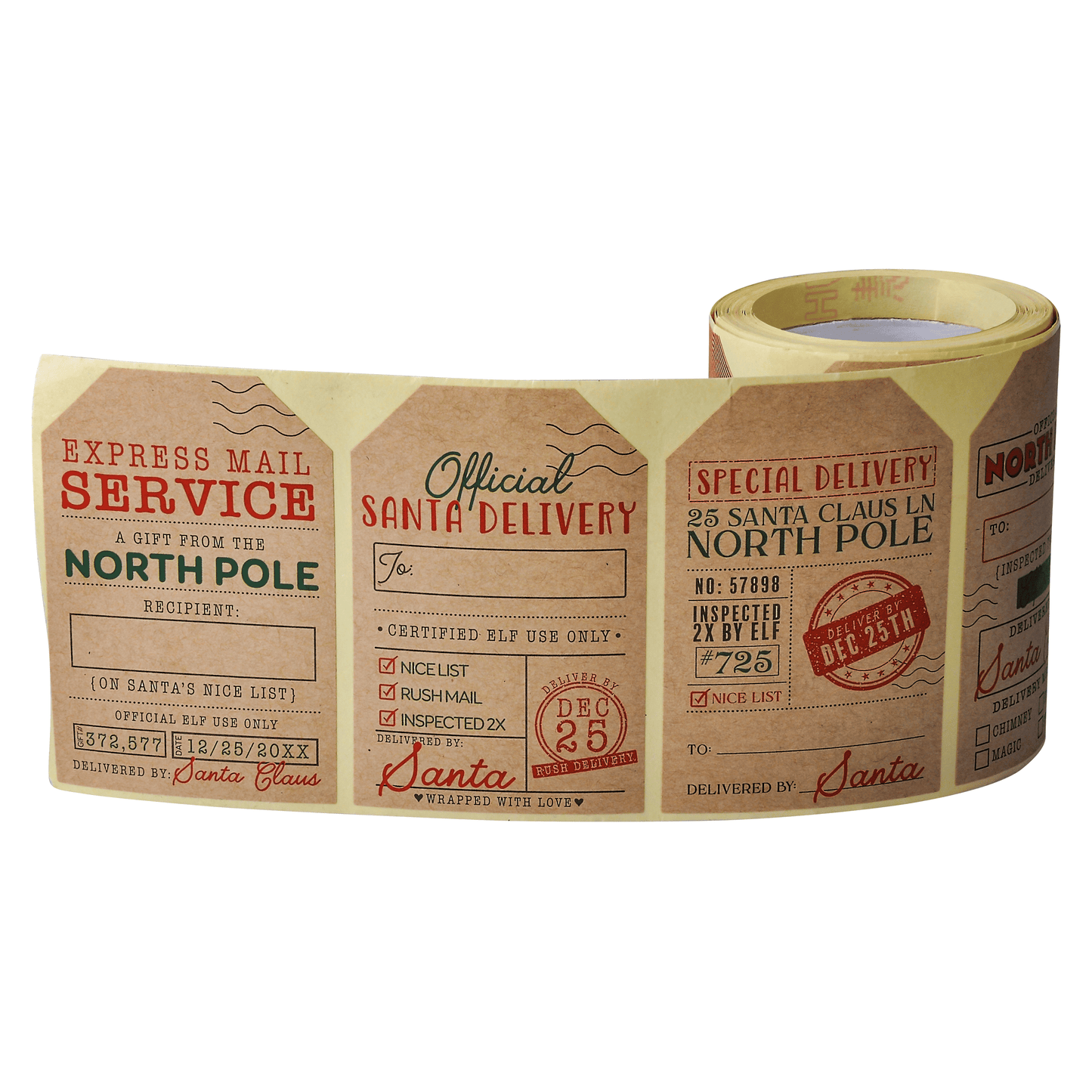 SYNCFUN Kraft Paper Sticker Roll - Post Christmas, 120 Pcs