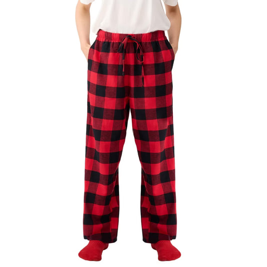 Pajama Pants for Women Sleep Bottoms Soft Polyester & Cotton Pajama Bottoms with Pockets Drawstring S/M/L/XL/XXL/3XL Sleep Lounge Black Red Plaid