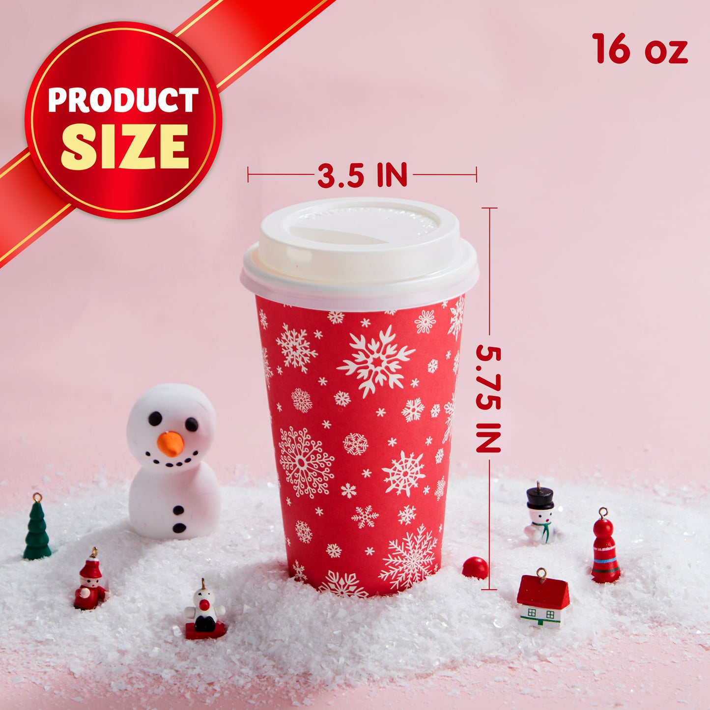 Joyfy 72 Pcs Christmas Disposable Paper Cups, 16 oz Xmas Dinnerware Cups With Cup Sleeves and Lids, 6 Designs Hot/Cold Beverages Tableware for Holiday Party Supplies