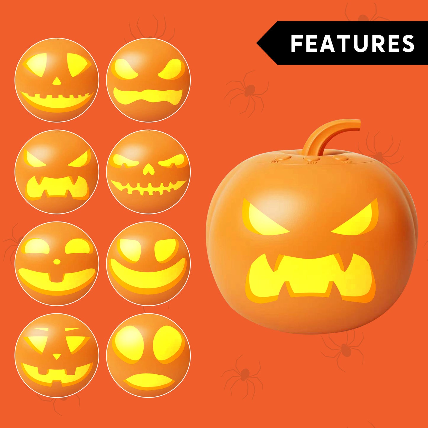 Syncfun 7 Inch Halloween Decorations Talking Pumpkin,Animated Pumpkin Face Expression and Music with Built in Projector & Speaker Plug and Play