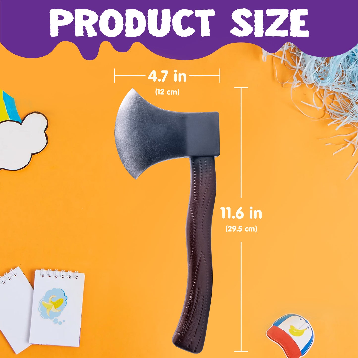 Syncfun 11.6 Inch Halloween Fake Axe Prop,Large Plastic Halloween Prop Lumberjack Costume Accessories Weapons Toy for Costume Cosplay Horror Costumes,Scary Accessories for Kids & Adults