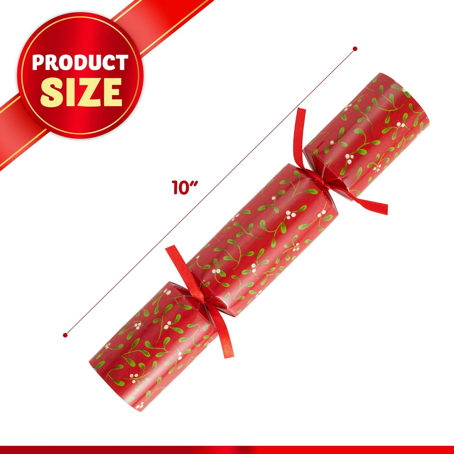 Joyfy 10" Christmas Crackers Party Table Favor, 10 Pcs No Snap Classic Christmas Design, with Party Hat Joke & Little Gift for Xmas Holiday Dinner Traditions