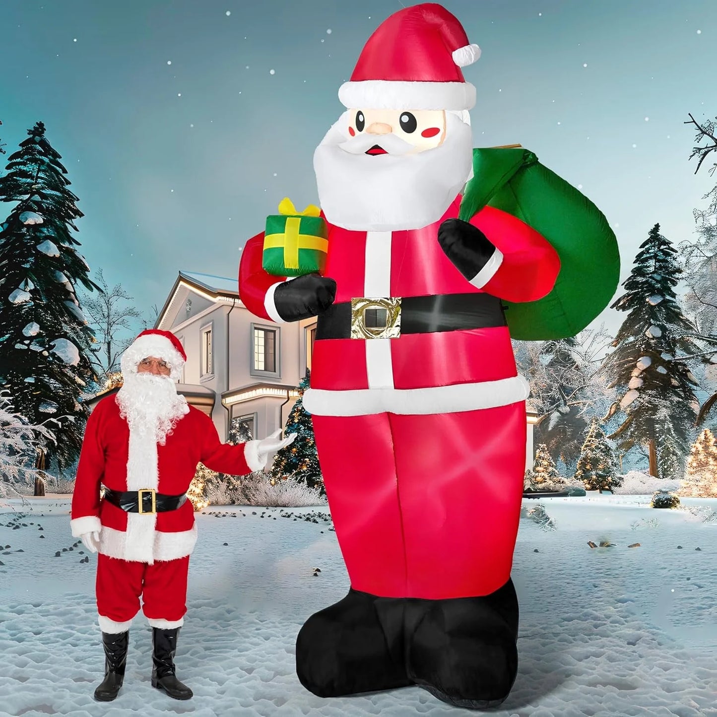 Joyfy 12 ft Christmas Inflatables Santa Outdoor Decorations,Holiday Party Garden Lawn Decor