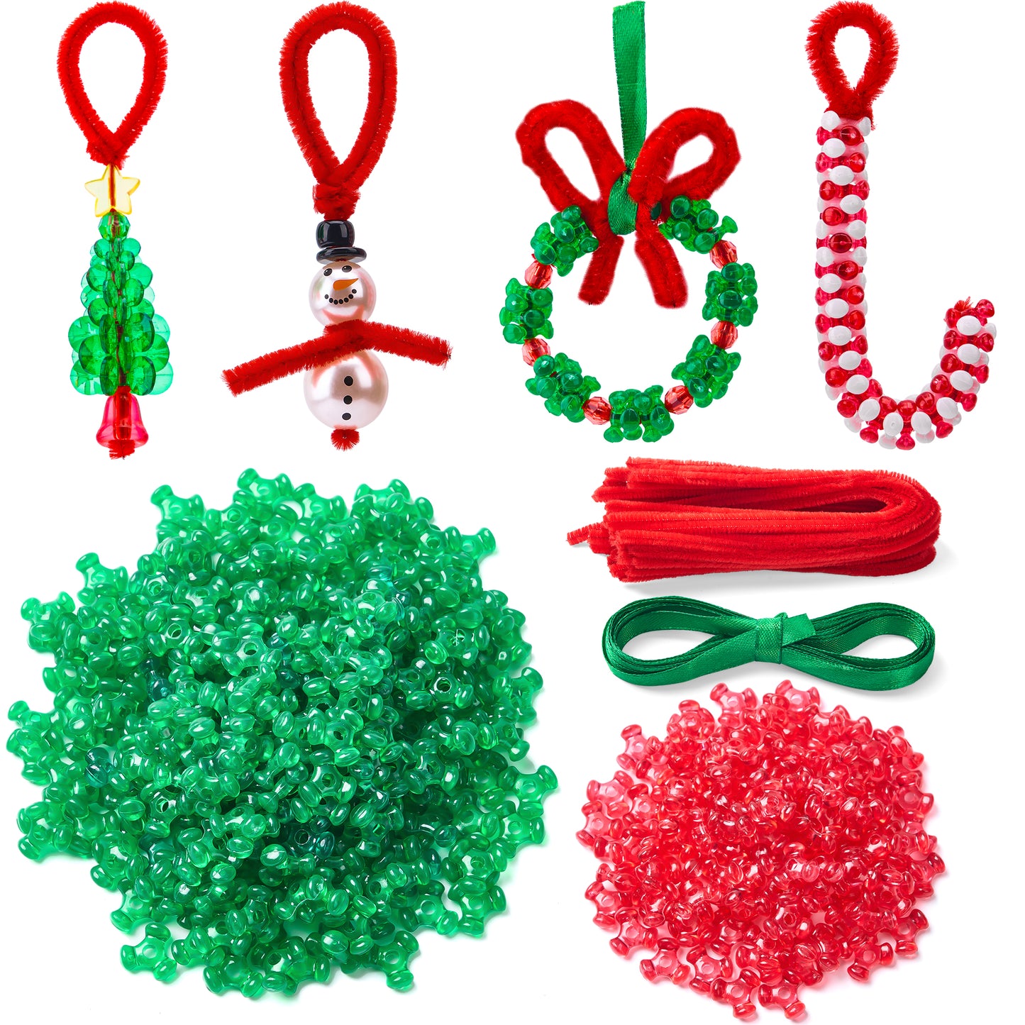 Joyfy Christmas Beaded Ornament Craft, Make up to 40 Hanging Ornaments of Snowman, Xmas Tree,Candy Canes and Wreaths for DIY Xmas Ornaments Craft(Age 14+)