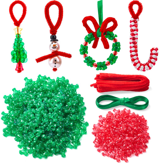 Joyfy Christmas Beaded Ornament Craft, Make up to 40 Hanging Ornaments of Snowman, Xmas Tree,Candy Canes and Wreaths for DIY Xmas Ornaments Craft(Age 14+)