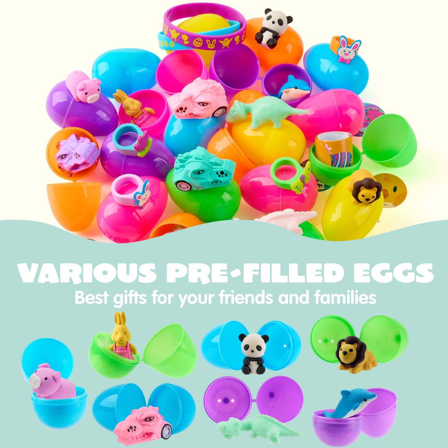 Joyfy 100 Pack Prefilled Easter Egg,Easter Egg with Novelty Toys Inside,Easter Basket Stuffers for Kids Easter Basket Classroom Exchange Toddler Boys Girls