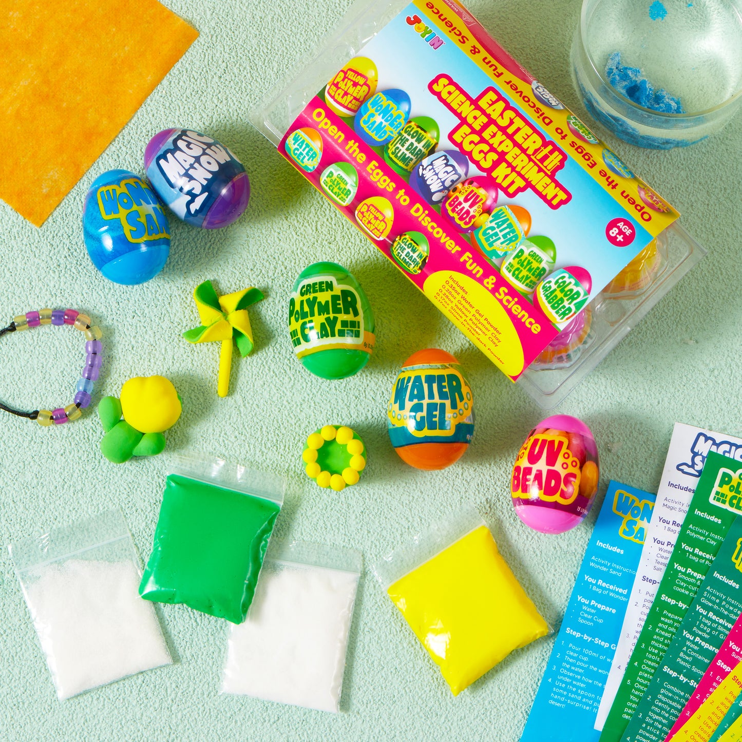 JOYFY 8 Easter Science Experiment Eggs, Colorful Eggs with Pre installed Science Activity Kit