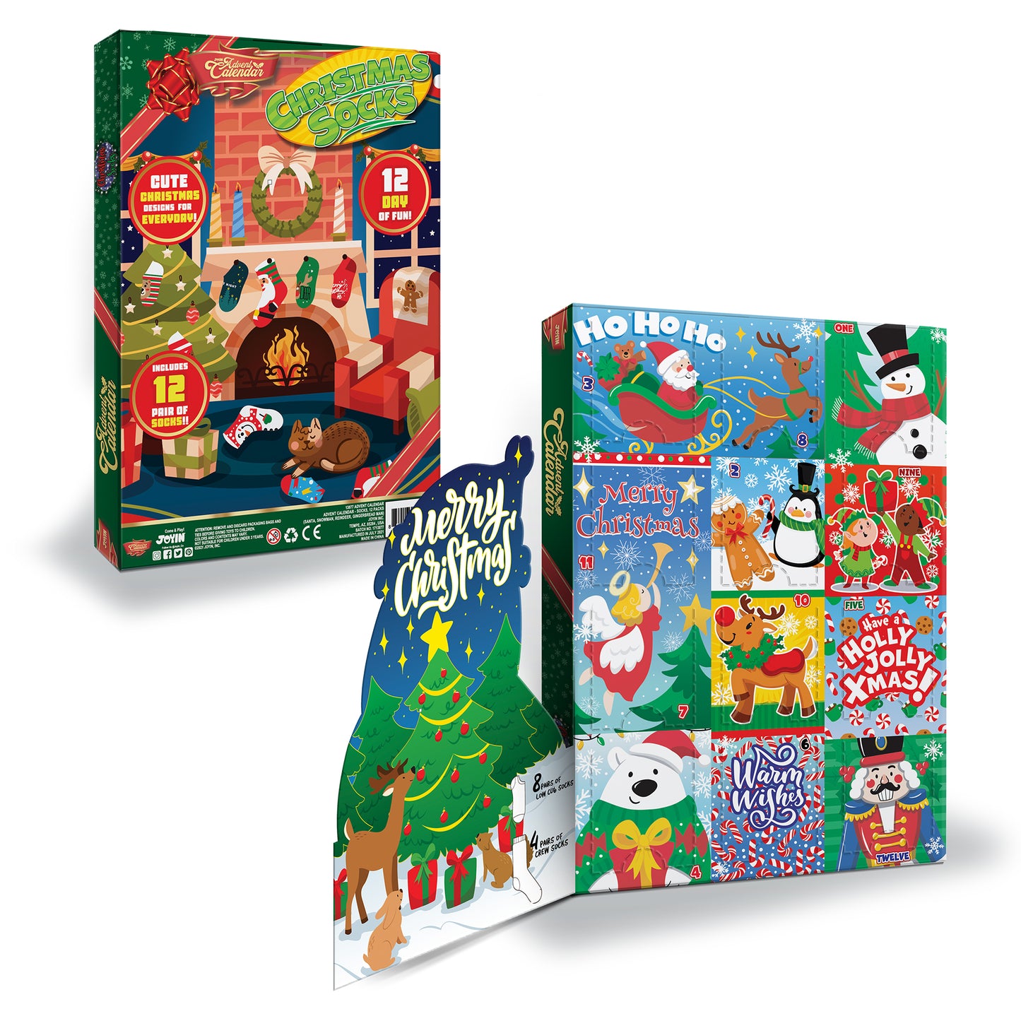 SYNCFUN 2024 Christmas Advent Calendar 12 Days of Christmas Warm Cotton Socks for Women Countdown Calendar Includes 8 Low Cut Socks and 4 Knee High Socks Gift for Holiday Christmas Party Favor Gifts