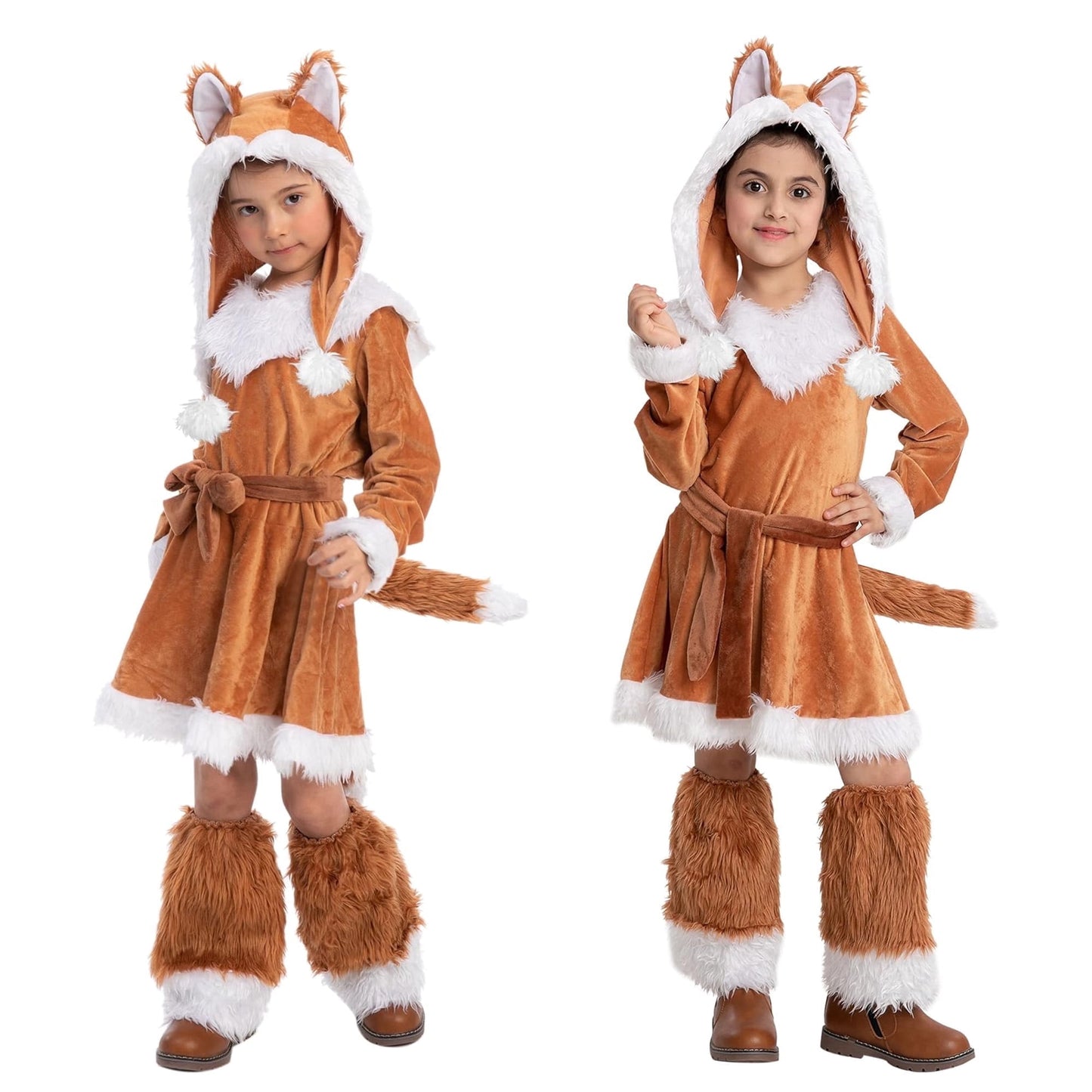 Joyfy Halloween Girls Fox Costume, Girls Sweet Fox Costume, Suitable for Girls Halloween Dress Up, Jungle Theme Party