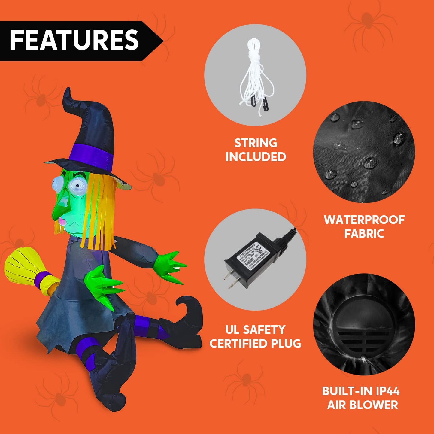Syncfun 4 FT Halloween Inflatable Outdoor Witch Crashing Into Tree Decorations Blow Up Inflatables Halloween Yard Decorations