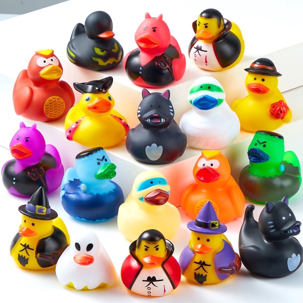Joyfy 18 PCS Halloween Rubber Ducks for Halloween Goodie Bag Fillers, Trick or Treating Ducky Duck Bulk Toys Party Favors Supplies, Halloween Decorations for Kids Bath Toys