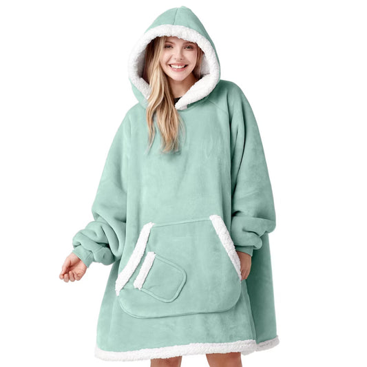 Wearable Blanket Hoodie for adult – Cozy Flannel Fleece Hooded Blanket Sweatshirt with Sleeves and Pocket, Long Oversized Wearable Throw for Adults
