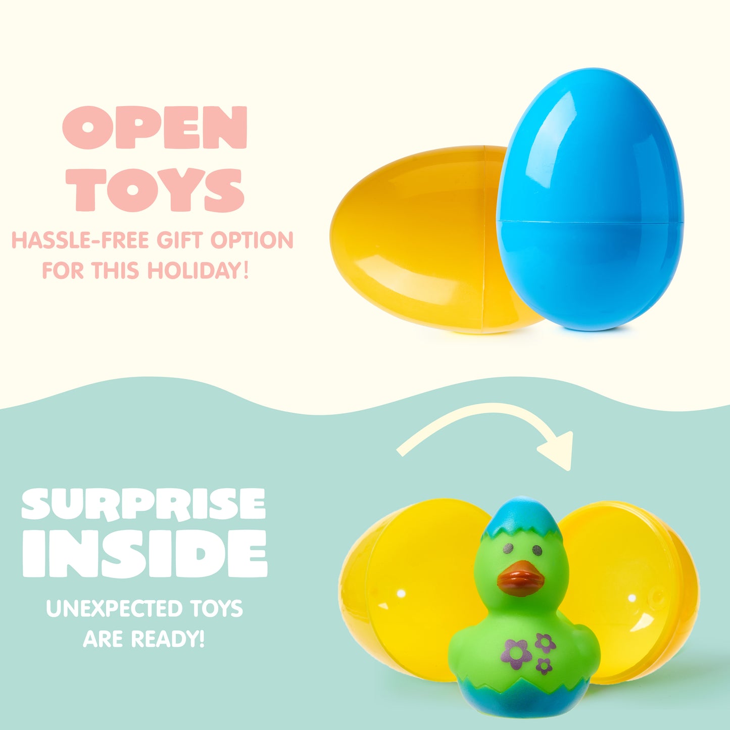 JOYFY 12 pre filled Easter eggs with rubber ducks, Easter baskets for toddlers and babies