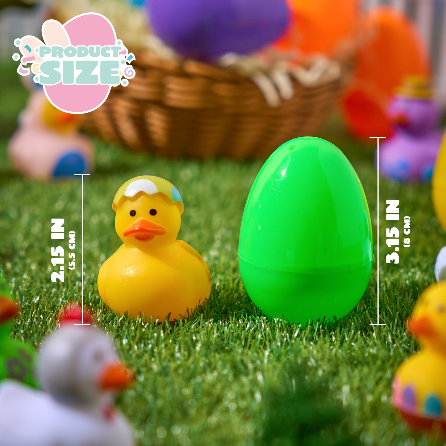 JOYFY 12 pre filled Easter eggs with rubber ducks, Easter baskets for toddlers and babies
