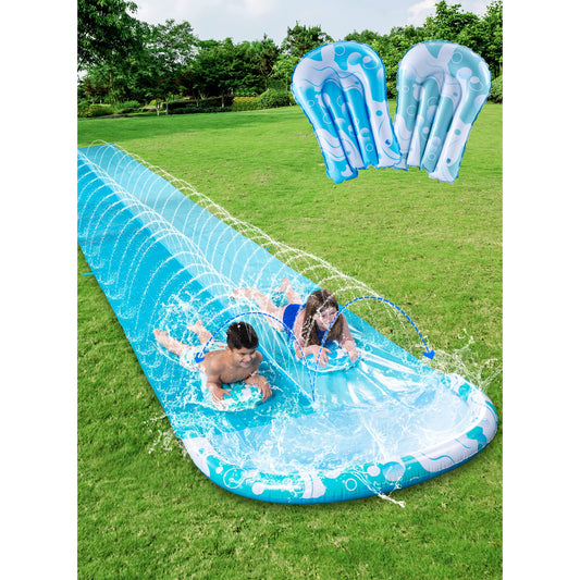 32.5ft Extra Long Water Slide and 2 Inflatable Boards, Heavy Duty Lawn Water Slides 2 Waterslide Slip with Sprinkler for Kids Adults
