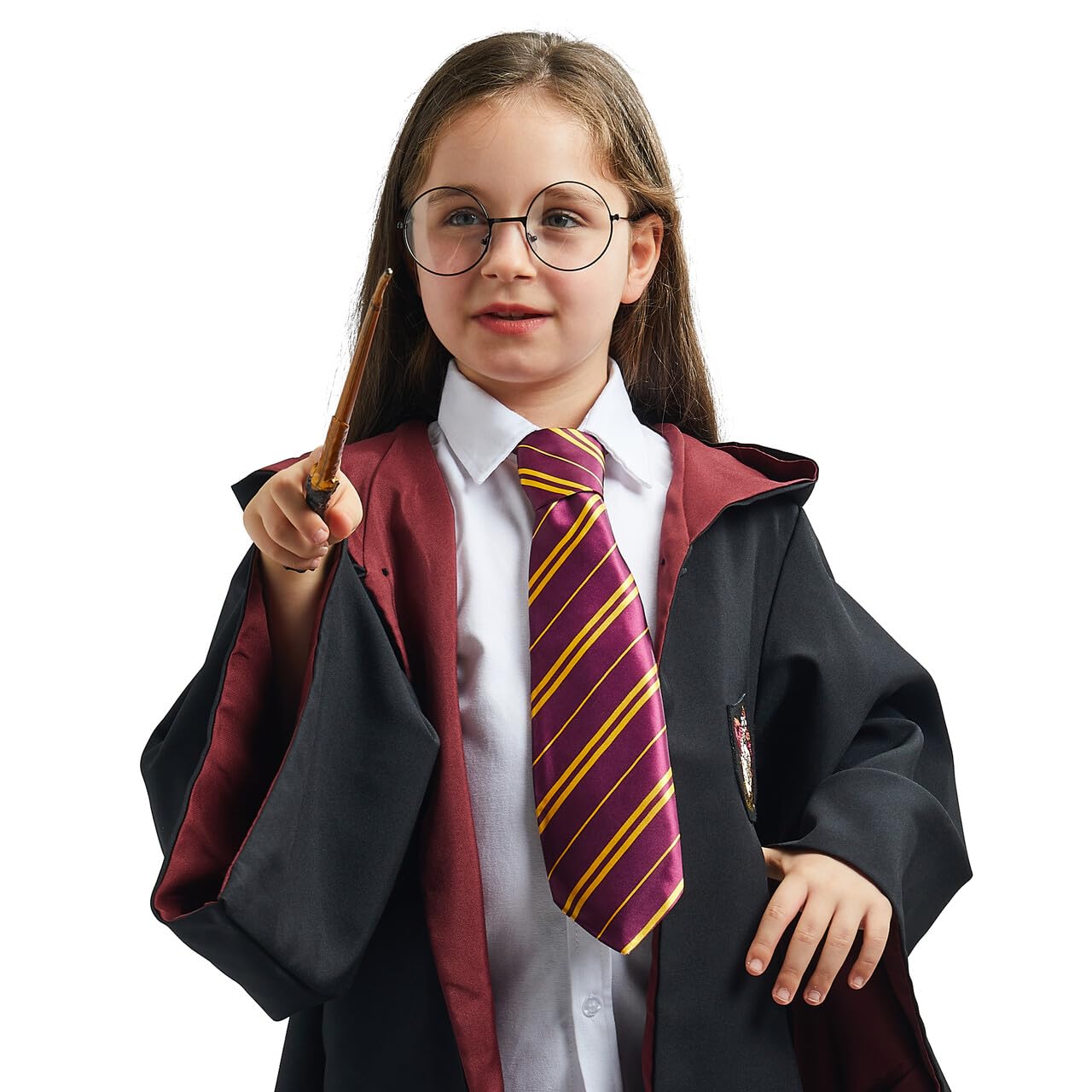 Syncfun 3 Pcs Halloween Wizard Costume Accessories Set with Glasses Tie Wand,Cosplay Accessories for Kids and Adults Dress Up